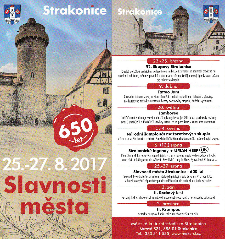 Leták města ukazující na neschopnost vedení města a Městského kulturního střediska důstojně oslavit 650. výročí získání městských práv