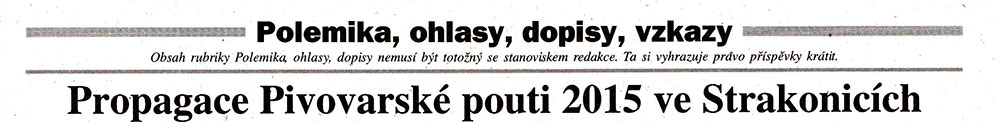 Propagace Pivovarské pouti 2015 ve Strakonicích