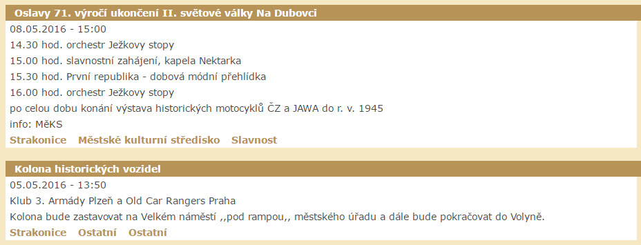 Zkusíme raději ještě jinou informaci ze stránek města – zde se opět dozvíme, že termín akce je 5.5.2016