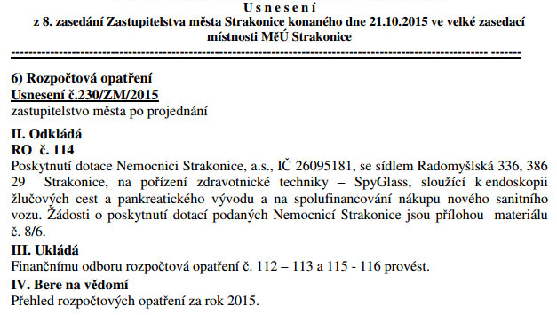 Dotaci doporučilo odložit zastupitelstvo města na svém 8. zasedání dne 21.10.2015