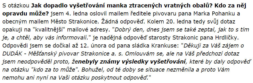 Foto 5: Výňatek z článku na serveru pivni.info