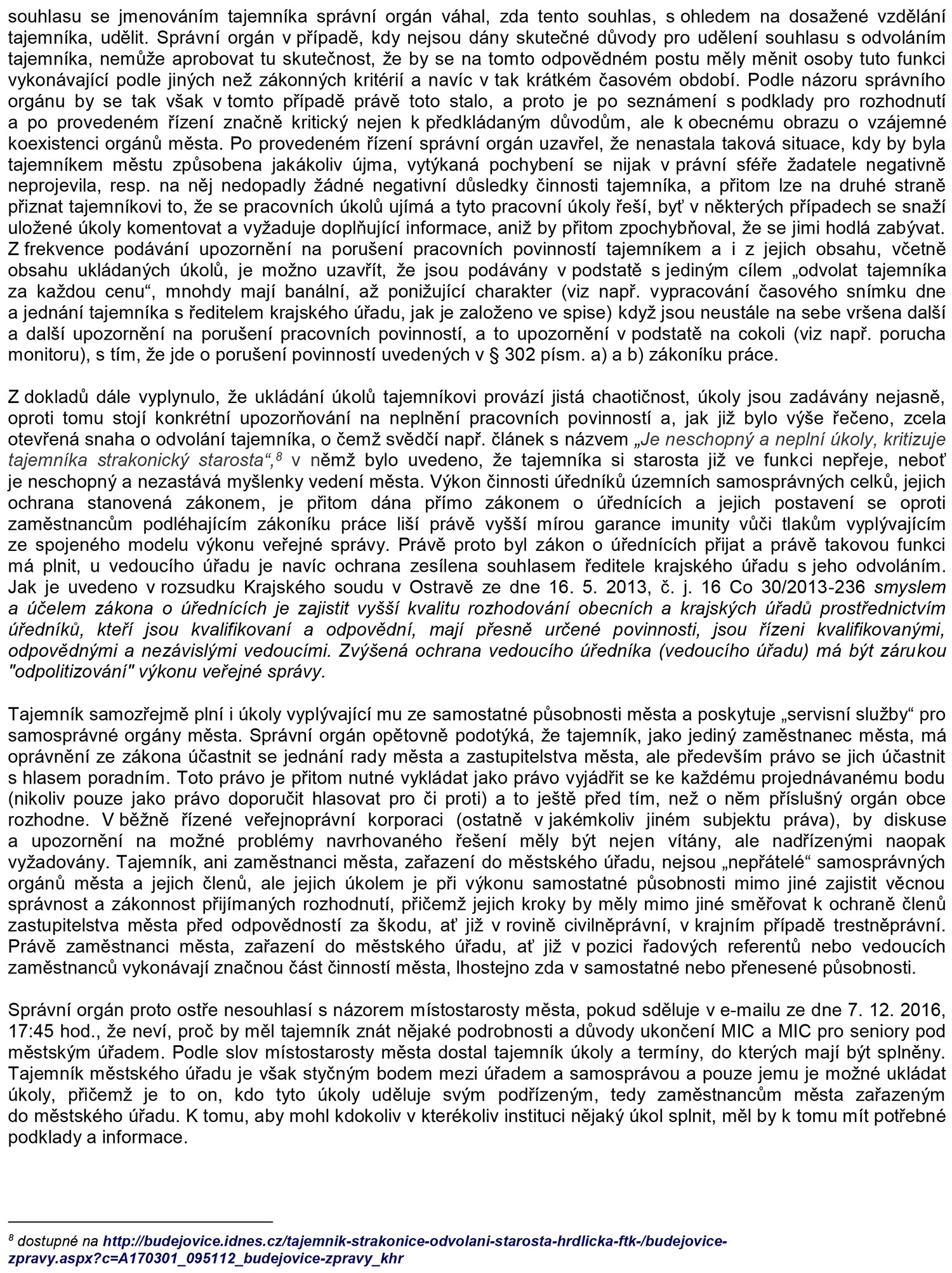 Rozhodnutí ředitele Krajského úřadu Jihočeského kraje z 6.4.2017, III. část