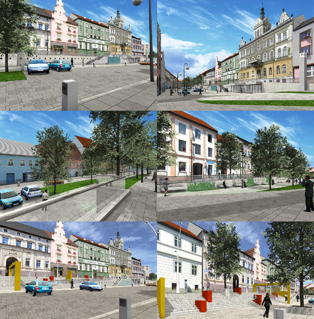 Ukázka, jak mohlo vypadat Velké náměstí ve Strakonicích podle firmy ATELIER GENESIS, spol. s r. o., kdyby městu nezhatil rekonstrukci dnešní radní Rudolf Oberfalcer
