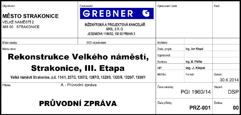 Dokumentace pro stavební povolení (DSP) byla zpracována již v roce 2014 – nebýt změny vedení na radnici po volbách, rekonstrukce III. etapy Velkého náměstí mohla být nyní v plném proudu