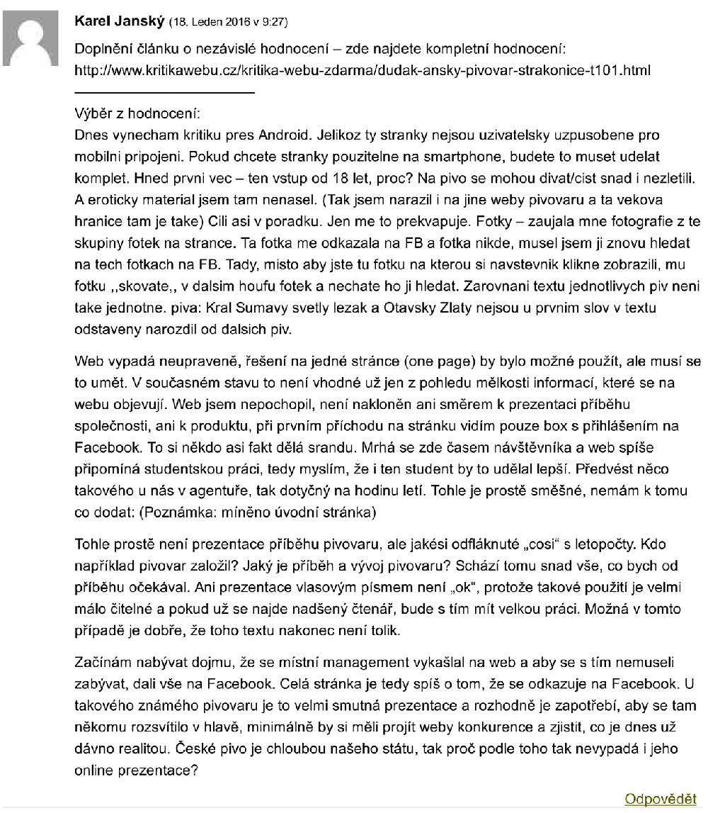 Strakonický pivovar ve světle důkazů a faktů – 1. část - komentář