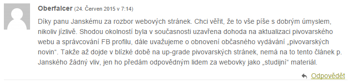 Komentář radního Oberfalcera z 24.6.2015 (eStrakonice: Marketing strakonického pivovaru podruhé)