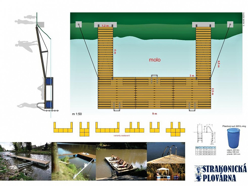 Modulární systém strakonického mola navržený zajímavě architektem Davidem Andrlíkem