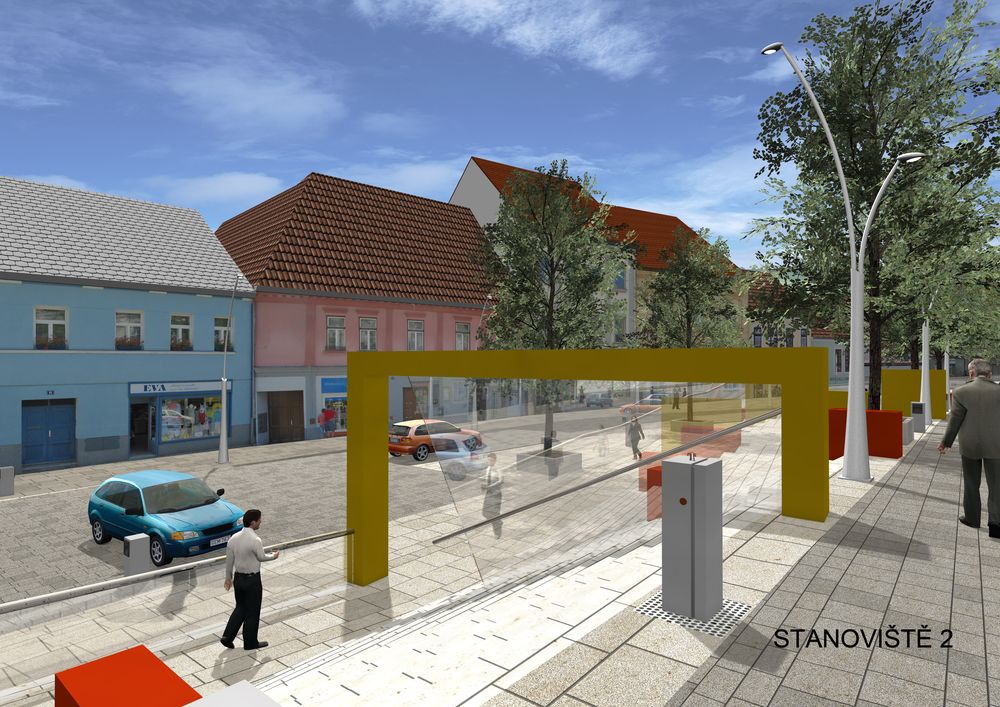 Pohled z horní úrovně náměstí před radnicí