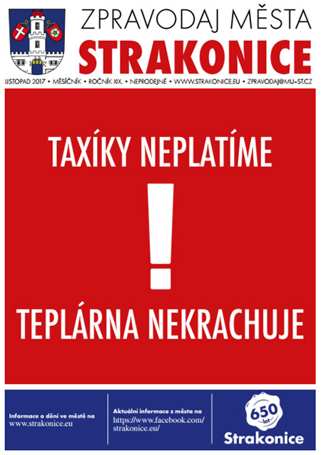 Titulní strana Zpravodaje města Strakonice z listopadu 2017 – vedení města zneužívá Zpravodaj k nesmyslné obhajobě, kdy nepředkládá žádné objektivní důkazy kromě obecných proklamací a nepravd