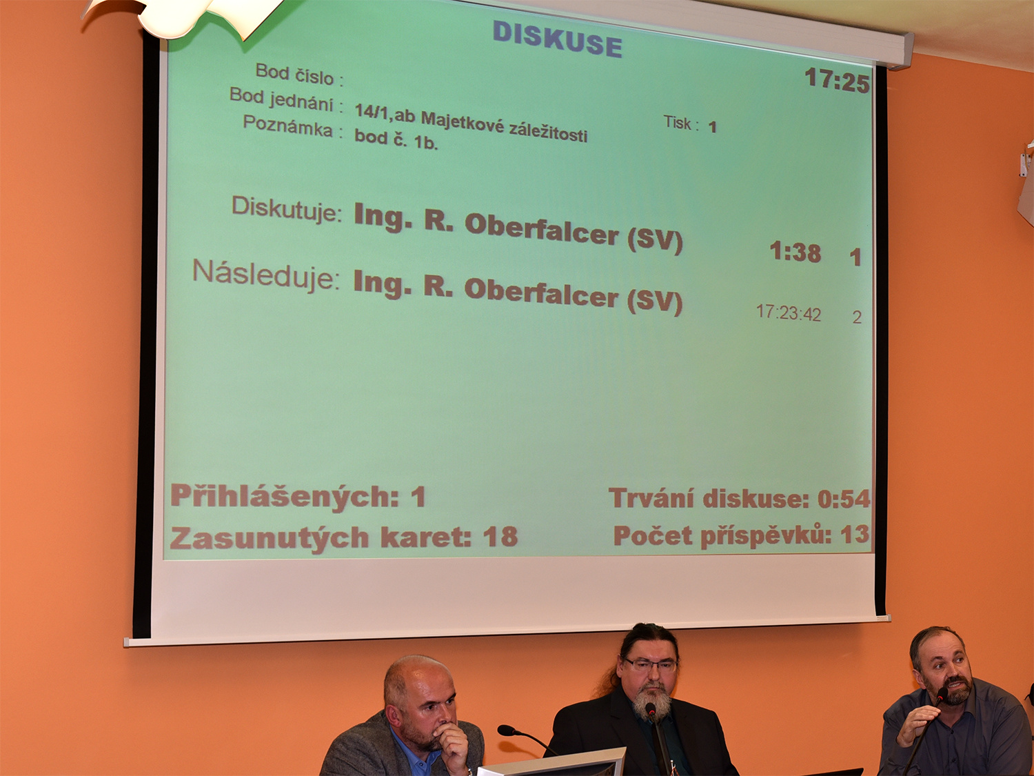 Ač jeden z nejvíce diskutujících (například na 14. zastupitelstvu města dne 9.11.2016), přesto moc nechápající radní Rudolf Oberfalcer – zde diskutuje Oberfalcer, v diskuzi následuje Oberfalcer…
