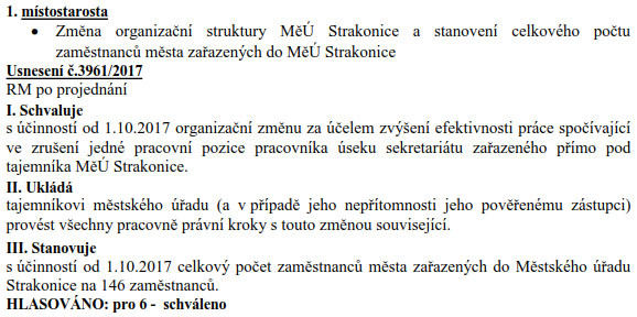 Místostarosta Milan Jungvirt nechal na 83. jednání rady města Strakonice schválit organizační změnu v počtu zaměstnanců radnice v domnění, že vyhozena, lidově řečeno „odejita“, bude sekretářka Eva Mácková. Stalo se tak v době, kdy nebyl starosta Hrdlička na radě přítomen. V tom čase již byly obě sekretářky po vzájemných dlouhodobých sporech doma na nemocenské. Jejich povinnosti proto plnila částečně tisková mluvčí Markéta Bučoková.