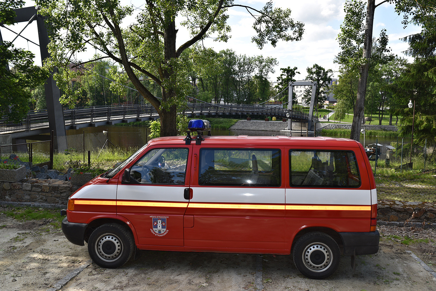 Prezident Miloš Zeman ve Strakonicích – auto strakonických hasičů, kterým přijeli na setkání s prezidentem místní hasiči