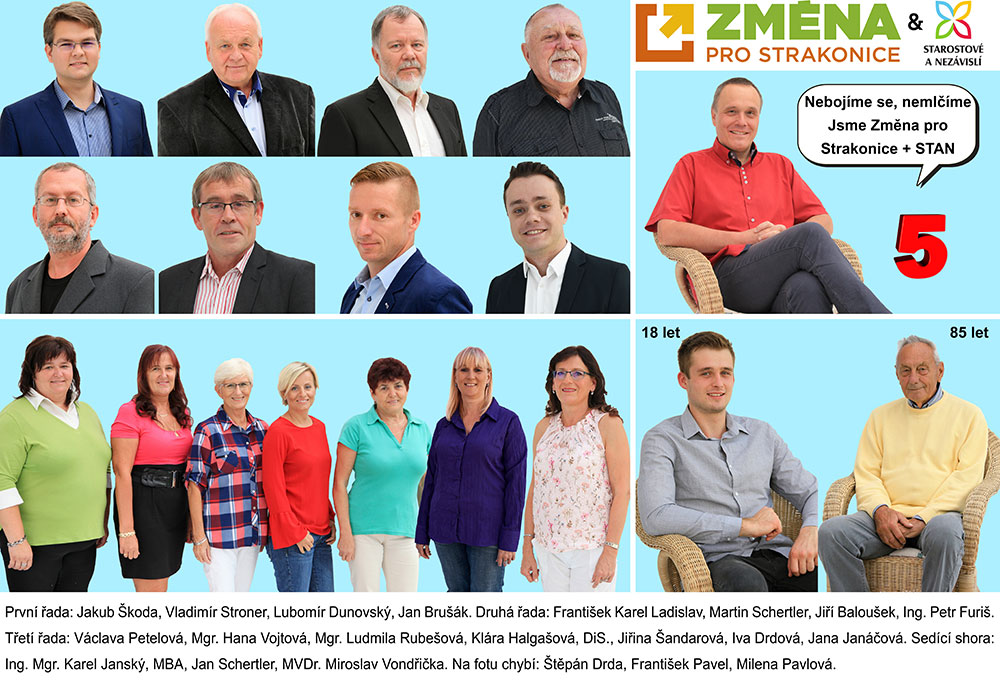 Kandidáti pro komunální volby 2018 Změna pro Strakonice + Starostové (STAN)