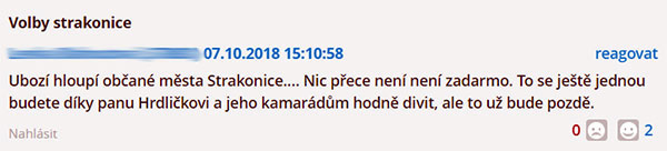Jeden z názorů na internetu po volbách, kdy se autor odvážil pojmenovat pravdivě skutečnost