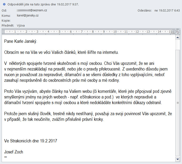 Zastupitel Josef Zoch